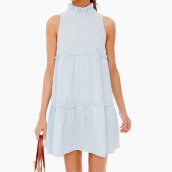 Tuckernuck Pomander Place Morgan Dress Gauze High Neck Sleeveless Blue Sz M - Picture 1 of 12
